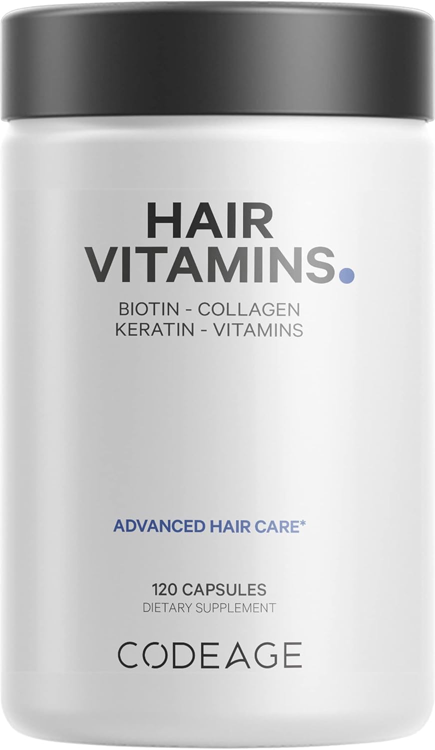 Codeage Hair Vitamins 10000 mcg Biotin, Keratin, Collagen, Vitamin A, B12, C, D3, E, Zinc, 120 Capsules